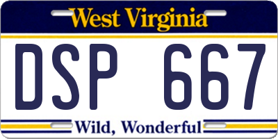 WV license plate DSP667
