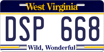 WV license plate DSP668