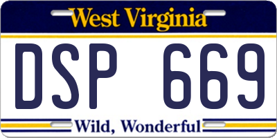 WV license plate DSP669