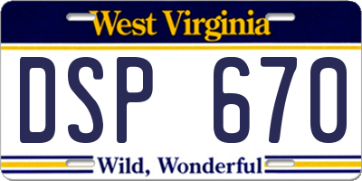 WV license plate DSP670