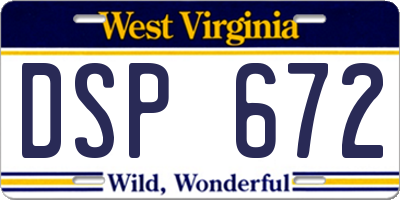 WV license plate DSP672