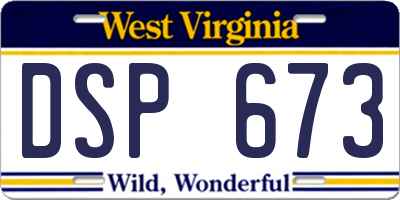 WV license plate DSP673