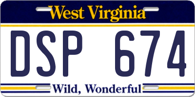 WV license plate DSP674