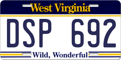 WV license plate DSP692