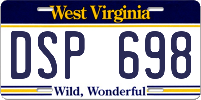 WV license plate DSP698