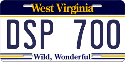 WV license plate DSP700