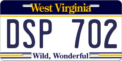 WV license plate DSP702
