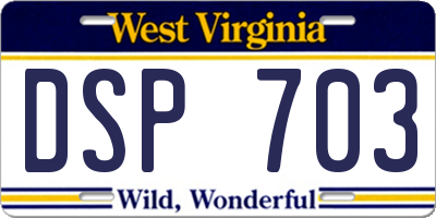 WV license plate DSP703