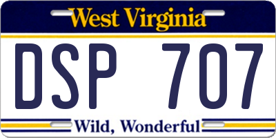 WV license plate DSP707