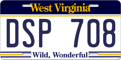 WV license plate DSP708