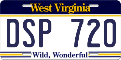 WV license plate DSP720