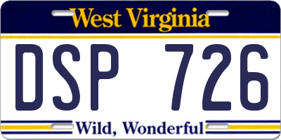WV license plate DSP726