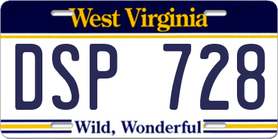 WV license plate DSP728