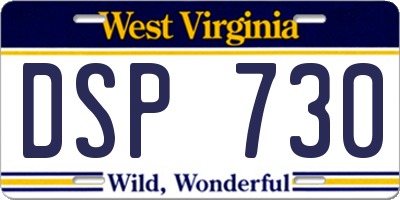 WV license plate DSP730