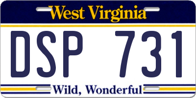 WV license plate DSP731