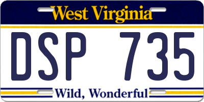 WV license plate DSP735