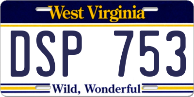 WV license plate DSP753
