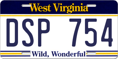 WV license plate DSP754