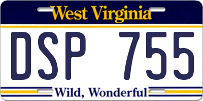 WV license plate DSP755