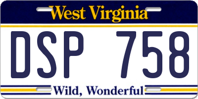 WV license plate DSP758