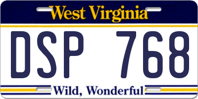 WV license plate DSP768