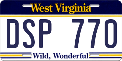WV license plate DSP770