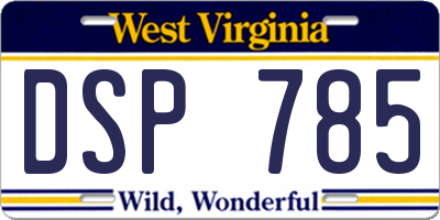 WV license plate DSP785