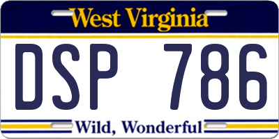 WV license plate DSP786
