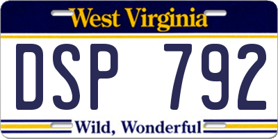 WV license plate DSP792