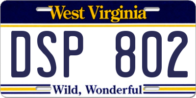 WV license plate DSP802