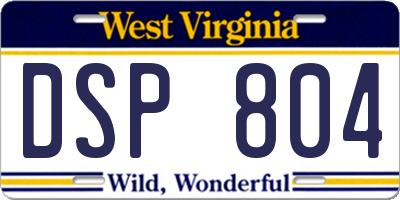 WV license plate DSP804