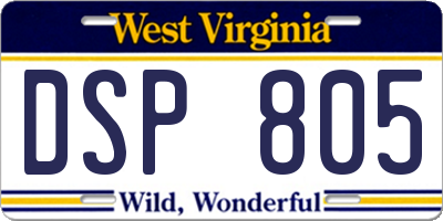 WV license plate DSP805