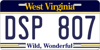WV license plate DSP807