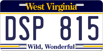 WV license plate DSP815
