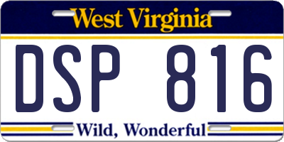 WV license plate DSP816