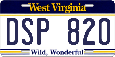 WV license plate DSP820