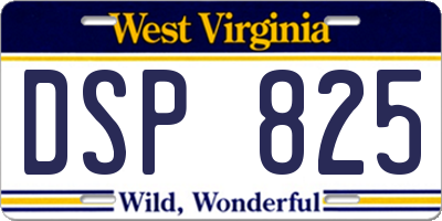 WV license plate DSP825