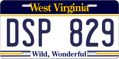 WV license plate DSP829