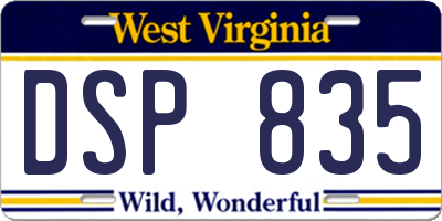 WV license plate DSP835