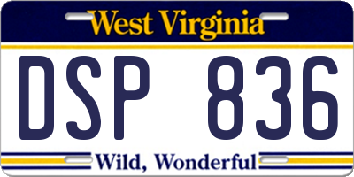 WV license plate DSP836