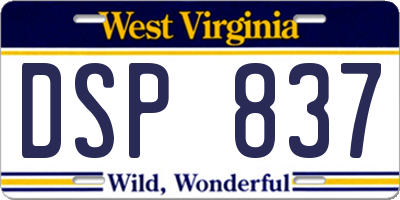 WV license plate DSP837