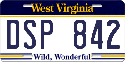 WV license plate DSP842
