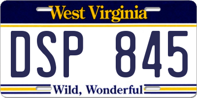 WV license plate DSP845