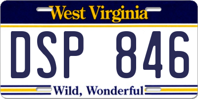 WV license plate DSP846