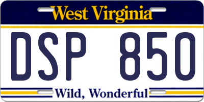 WV license plate DSP850