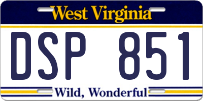 WV license plate DSP851