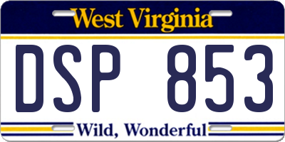WV license plate DSP853