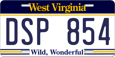 WV license plate DSP854