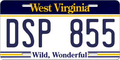 WV license plate DSP855