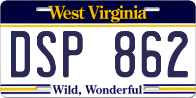 WV license plate DSP862